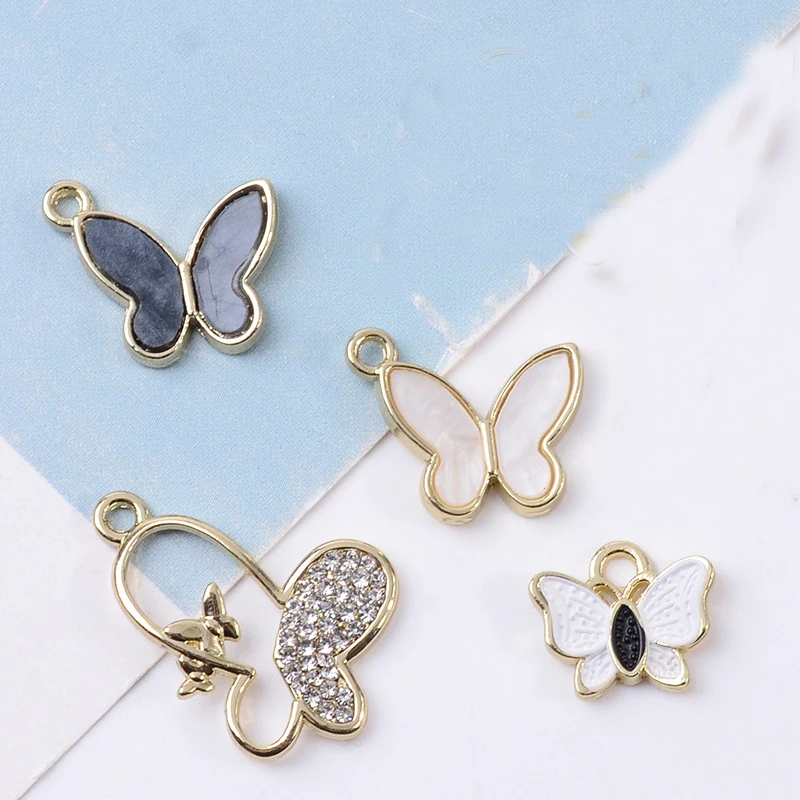 50pcs/lot Alloy oil dripping pendant butterfly bee DIY jewelry making accessories Earring Pendant handmade material