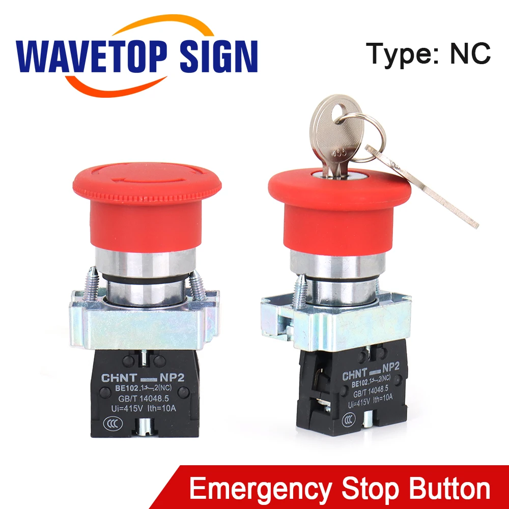 WaveTopSign Кнопка аварийной остановки NC Номинальный ток 10A для CO2 Лазерная