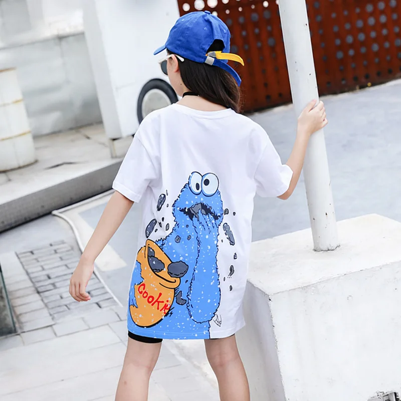 Футболка для девочек футболки с рисунком граффити топы короткими Рукавами