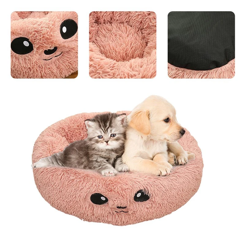 

Soft Round Dog Bed Washable Long Plush Donut Cat Bed House Mats Dog Kennel Cushion Puppy Bed Winter Pet Bed for Large Small Dogs