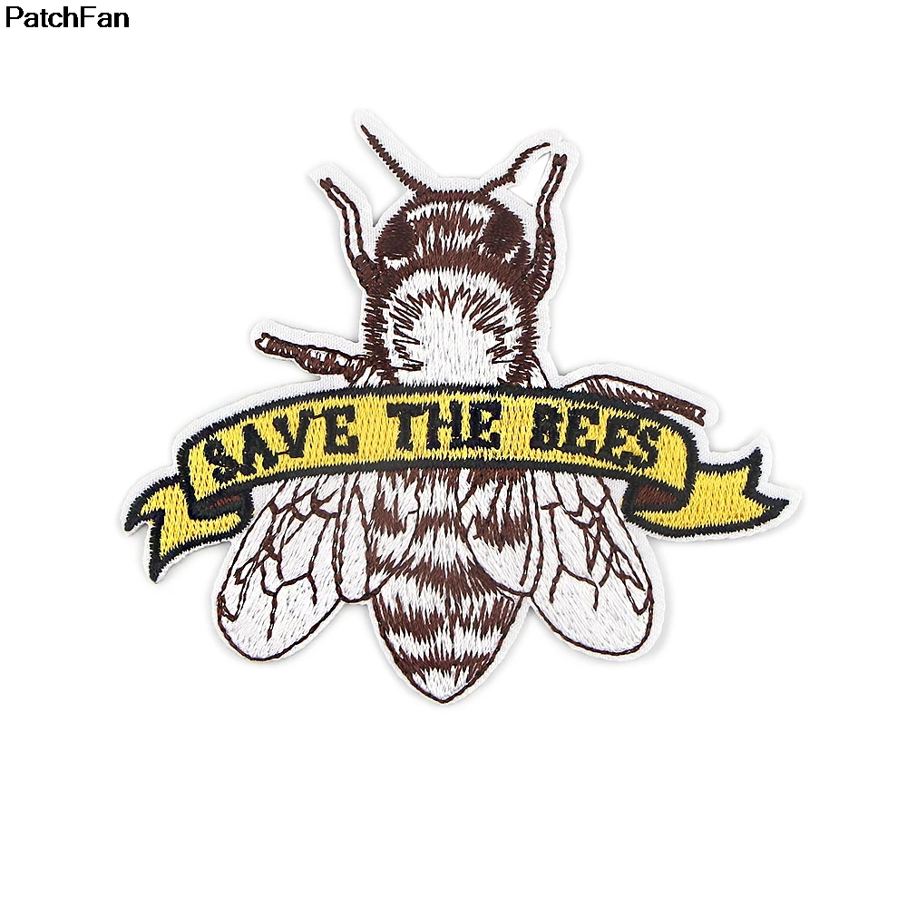 

A3630 Patchfan Cartoon Save the Bees Embroidered clothes patches For clothing Kids Badge Stickers Garment Appliques