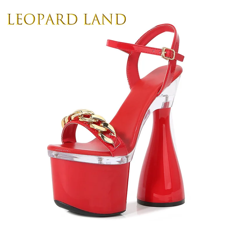 

Leopard Land 10369Series 17.5cm Heel 8cm Platform Cross Straps Red Plus Size 35-43 Women's Sandals Fashion Fish Toe LFD