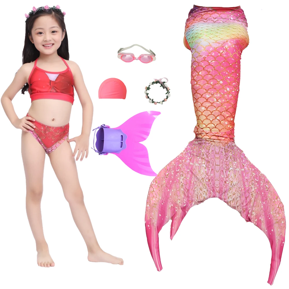 Купальник детский с моноластами и хвостом русалки для девочек|Костюмы из фильмов