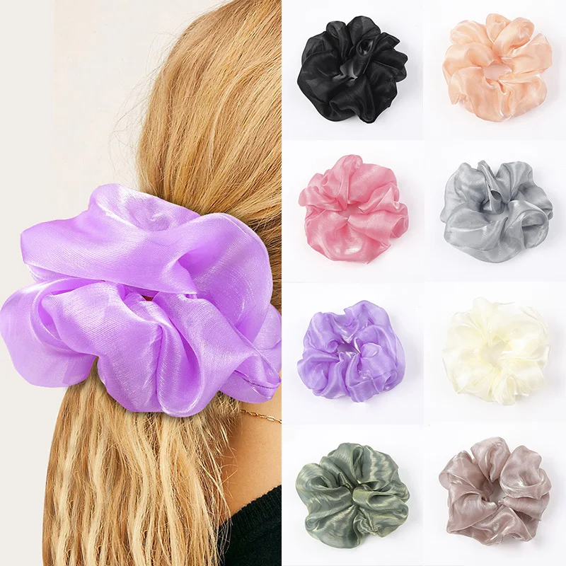 

Fashion Korean Oversize Hair Ties Large Bright Silk Yarn Elastic Bands Ropes Women Simple Accessories Ladies Headwear