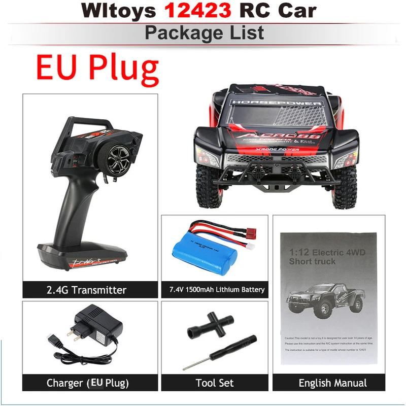 12423 EU Plug Wltoys 12423 12428 1/12 2,4G 4WD RTR RC автомобилей 50 км/ч Высокая Скорость RC Рок Гусеничный Радиоуправляемый гоночный автомобиль дистанционного Управление автомобиля - Цвет: 12423 EU Plug