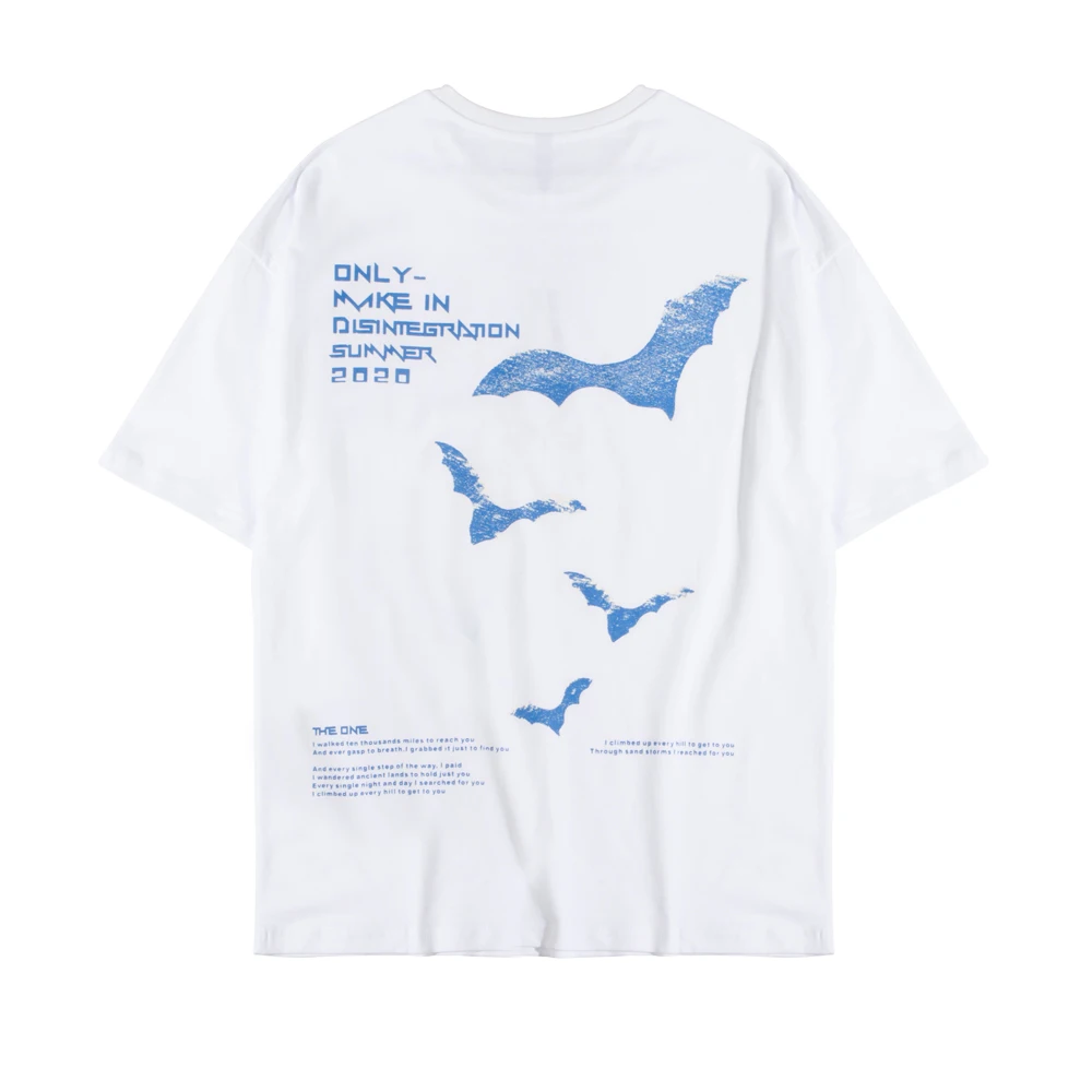 С принтом летучей мыши летний топ 2020 футболки мужские хлопок japan аниме принт