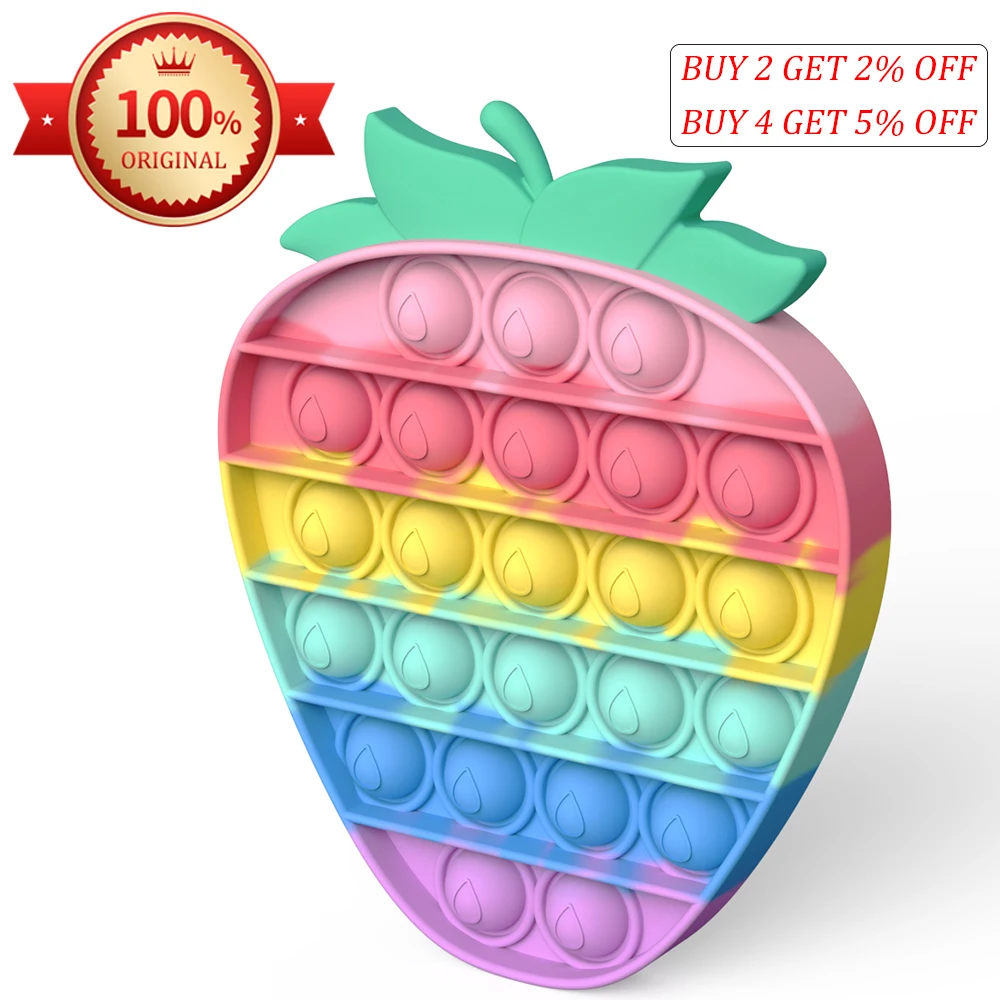 

Fun Strawberry brinquedos Pop Fidget Toys for Children Adults Kawaii Figet Toy Kids Push Bubble down Antistress toy Girls Boys