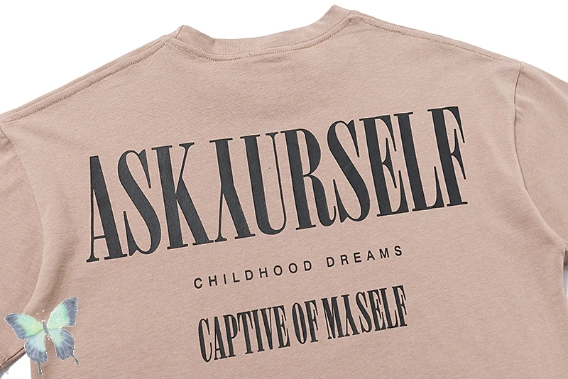 

2021 Oversize ASKYURSELF T Shirt Captive of Myself Camel Askyurself T-shirt Men Women