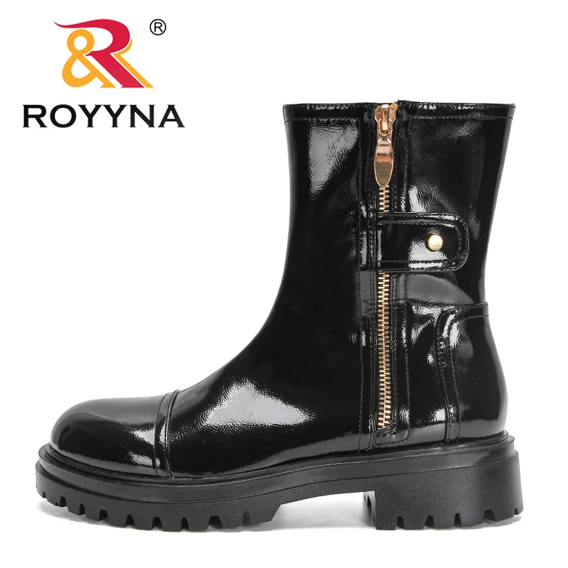 ROYYNA 2022 New Designers Chelsea Boots Women's Ankle Boots British Style Zipper Boots Ladies Round Toe Winter Shoes Flat Bootes