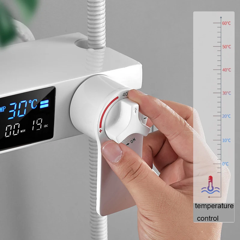 Роскошный белый термостатический дисплей смеситель для душа все латунные