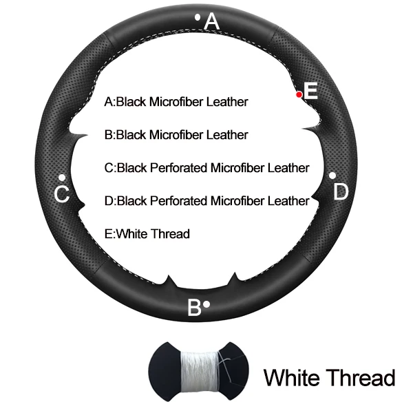 White Thread Автомобильная крышка рулевого колеса для Honda Civic 8 2006-2011(3 Спицы) оплетка на рулевом колесе 2007 2008 2009 2010 - Название цвета: White Thread