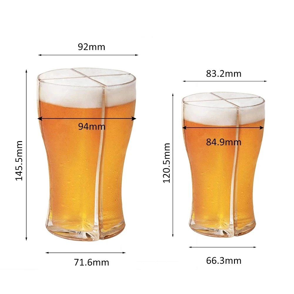 

New Super Schooner Beer Glasses Mug Cup Separable 4 Part Large Capacity Thick Beer Mug Glass Transparent for Club Bar Party