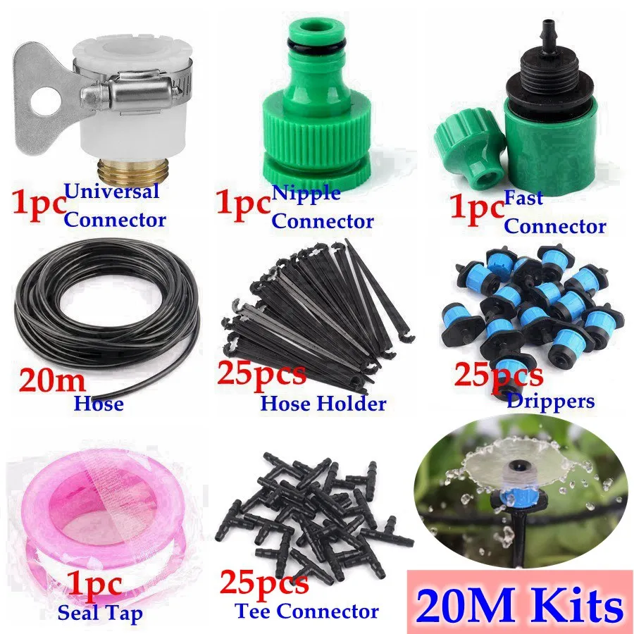 20m Kits 40 м~ 5 м домашний садовый точечный полив система наборы автоматический микро набор для орошения DIY садовая система полива разбрызгиватели для фонтана - Цвет: 20m Kits