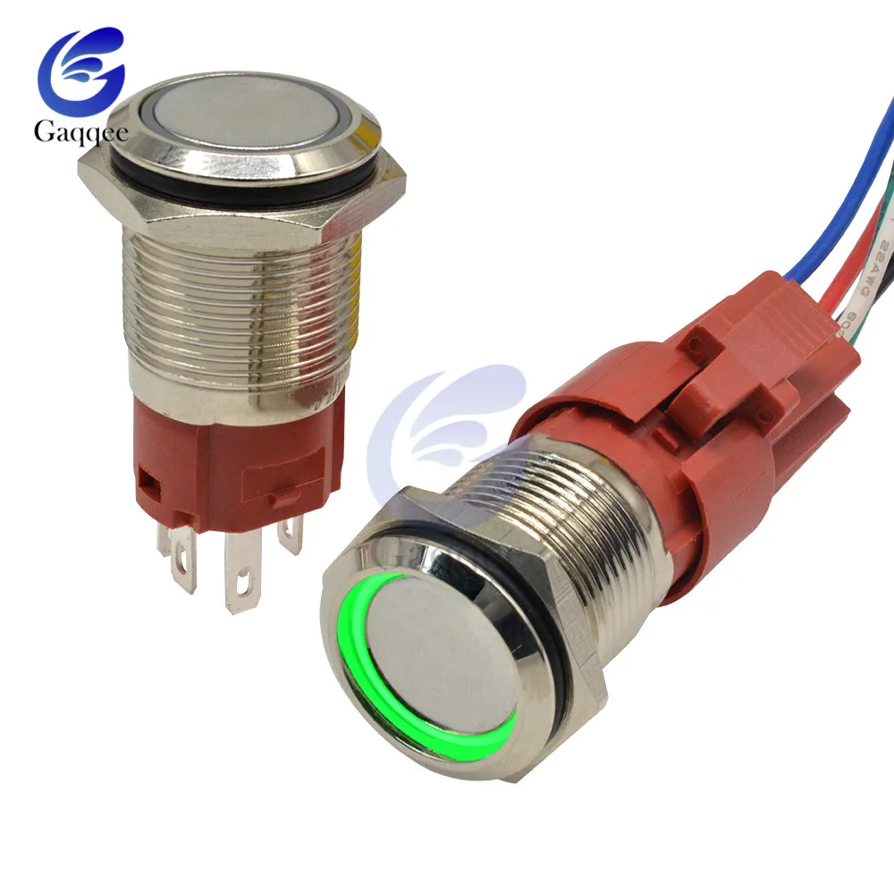 19 мм кольцо/Мощность металлический кнопочный выключатель светодиодный 250V 5A