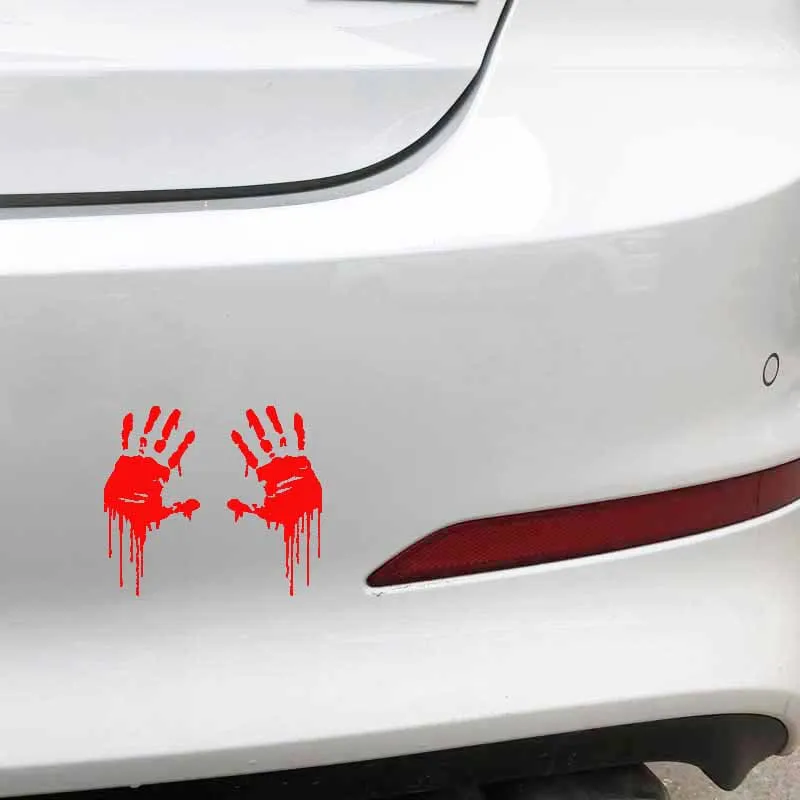 

Interesting Zombie Bloody Hands Print Car Stickers PVC 16cm X 8cm Motorcycle Decals Waterproof Windshield Accessories