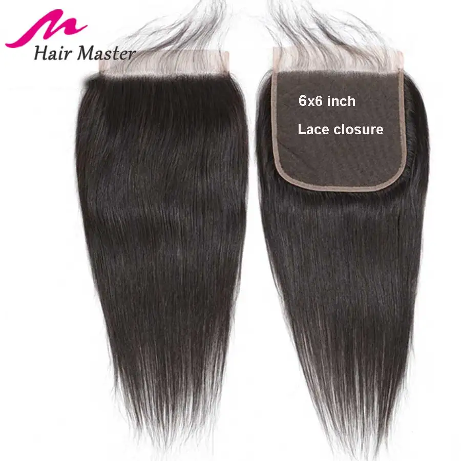 Волосы мастер 6x6 закрытие бразильские прямые волосы Кружева Закрытие Remy