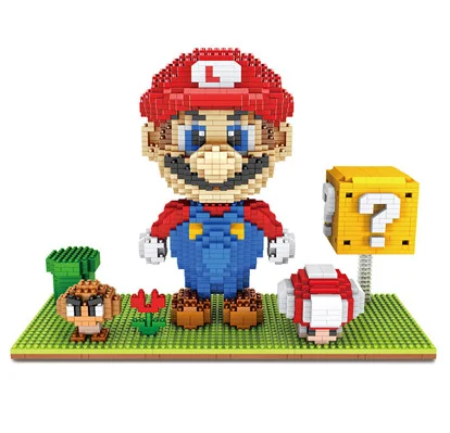 ZMS игра супер Marioe Luigie Yoshie Bowsee огненный Кот Marioe DIY мини-здание микро алмазные блоки Кирпич детская игрушка Цветок Монета коробка - Цвет: 3453 NO BOX