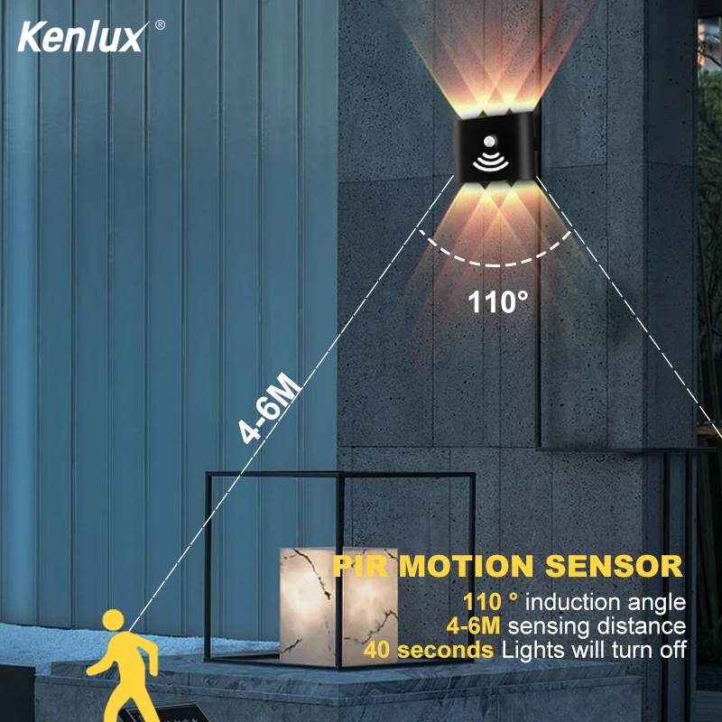 Светодиодный настенный светильник с датчиком движения человеческого тела IP65