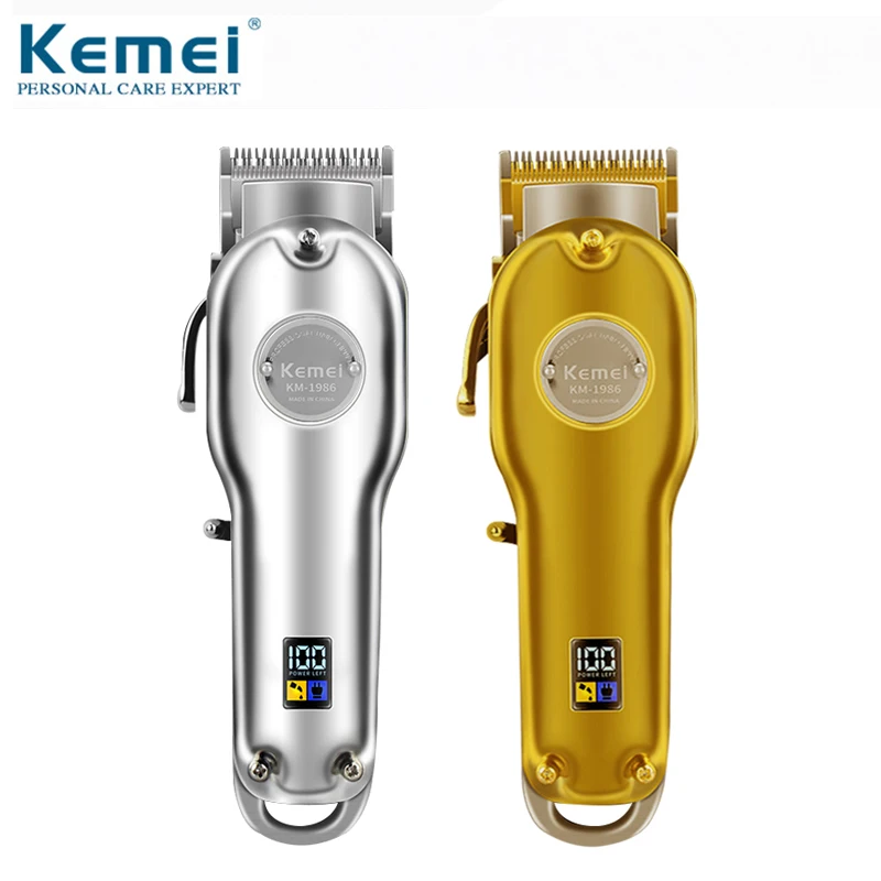 

Kemei 1986 полностью Металлическая Парикмахерская профессиональная машинка для стрижки волос, электрический беспроводной триммер для волос с ...