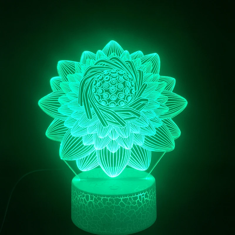 

Lotus Flower 3D Lamp Beautiful Reward for Child for Christmas Decorative 7 Color with Remote Nightlight Usb Led Night Light Lamp