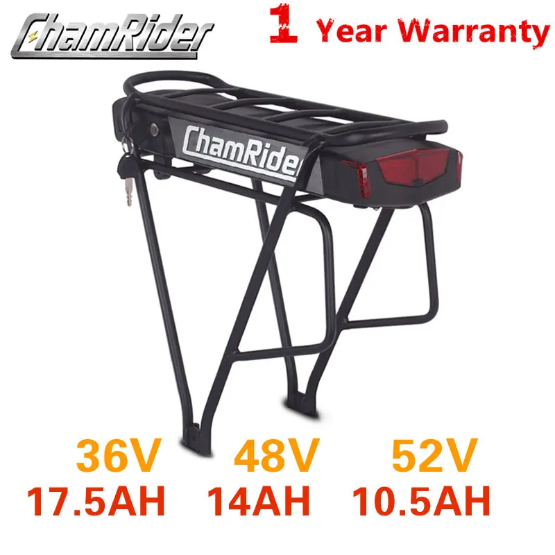 Задняя стойка 48 В аккумулятор 36 Аккумулятор для электровелосипеда 52 литий ионный