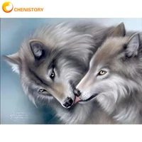 chenistory oil painting by number adults set handpainted wall art animal pictures by numbers diy wolfs home decor picture kit