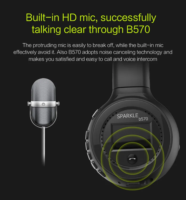 B570 Bluetooth наушники с FM радио ЖК-дисплей стерео-гарнитура беспроводные наушники гарнитура Bluetooth для телефона ПК