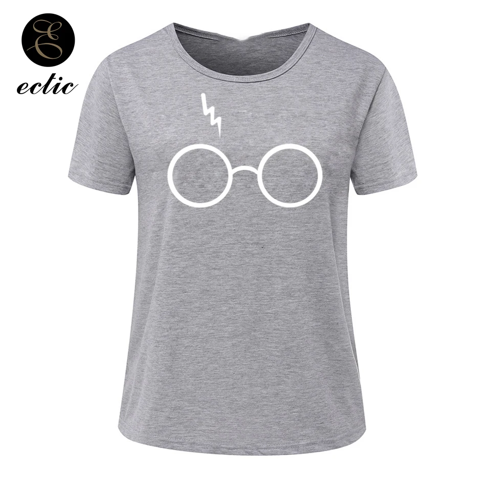 Молниеносный Стекло Принт Гарри Футболка Панк Бредить Поттер Полувер Женщина