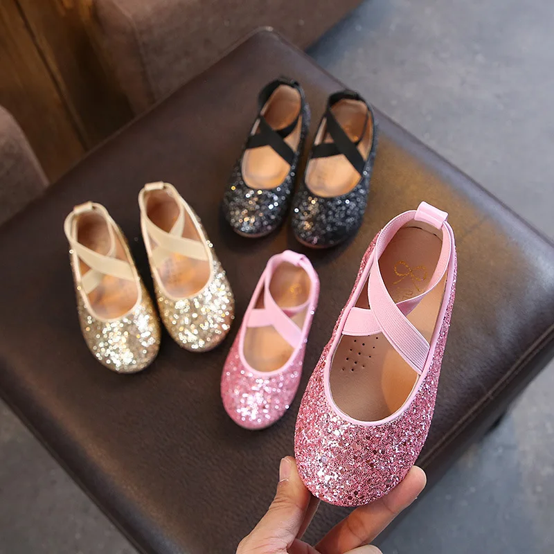 

2021 Spring and Autumn Girls children summer crystal sandals jelly high heels princess party dance shoes