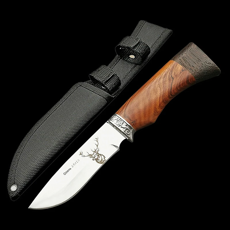 ToughKeng 440C охотничьи ножи из нержавеющей стали с фиксированным лезвием, Wenge с деревянной ручкой, нож для выживания на открытом воздухе, дикий олень