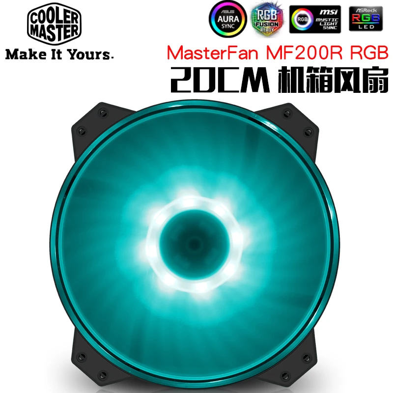 Кулер Мастер MF200R 20 см 12V RGB охлаждающий вентилятор PC чехол 200x200x25 мм тихий
