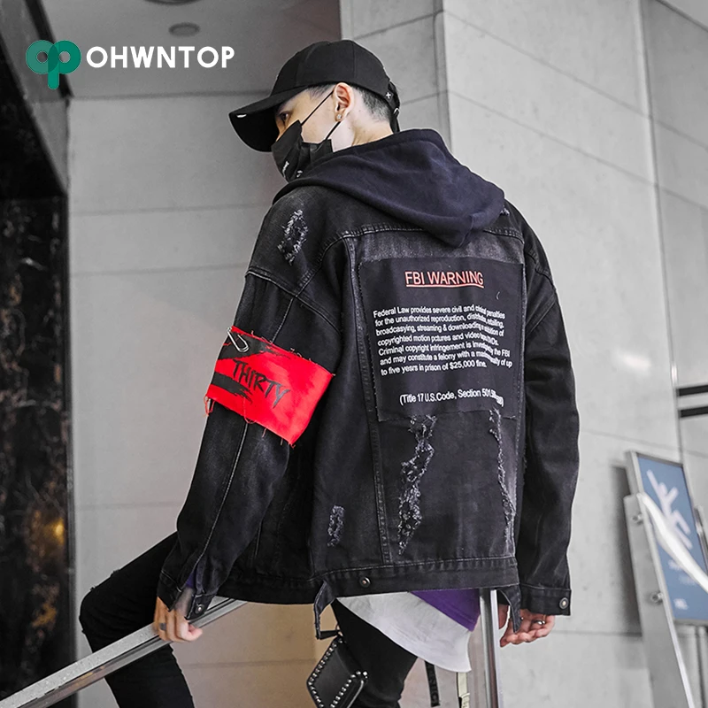 Американские размеры мужские джинсовые куртки в стиле хип хоп большие d рваные с