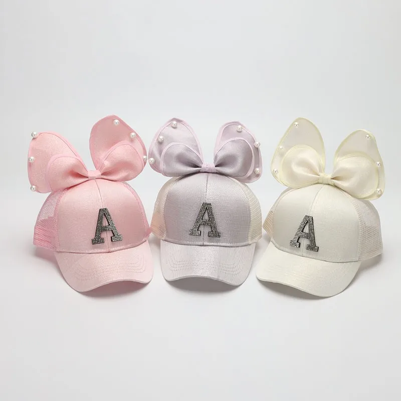 Детская кепка-бейсболка с бантом и надписью A | Спорт развлечения