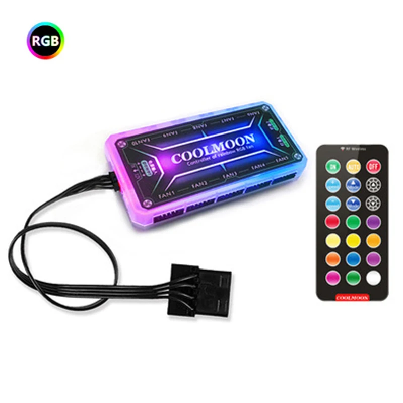 

RGB пульт дистанционного управления DC12V 5A светодиодный цветной умный контроллер с 10 шт. 6-контактным портом вентилятора 2 шт. 4-контактный порт ...