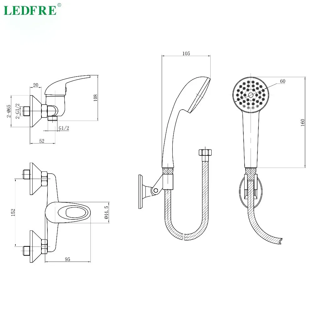 LEDFRE 35 мм Однорычажный смеситель для душа кран воды ванной одна ручка холодной и