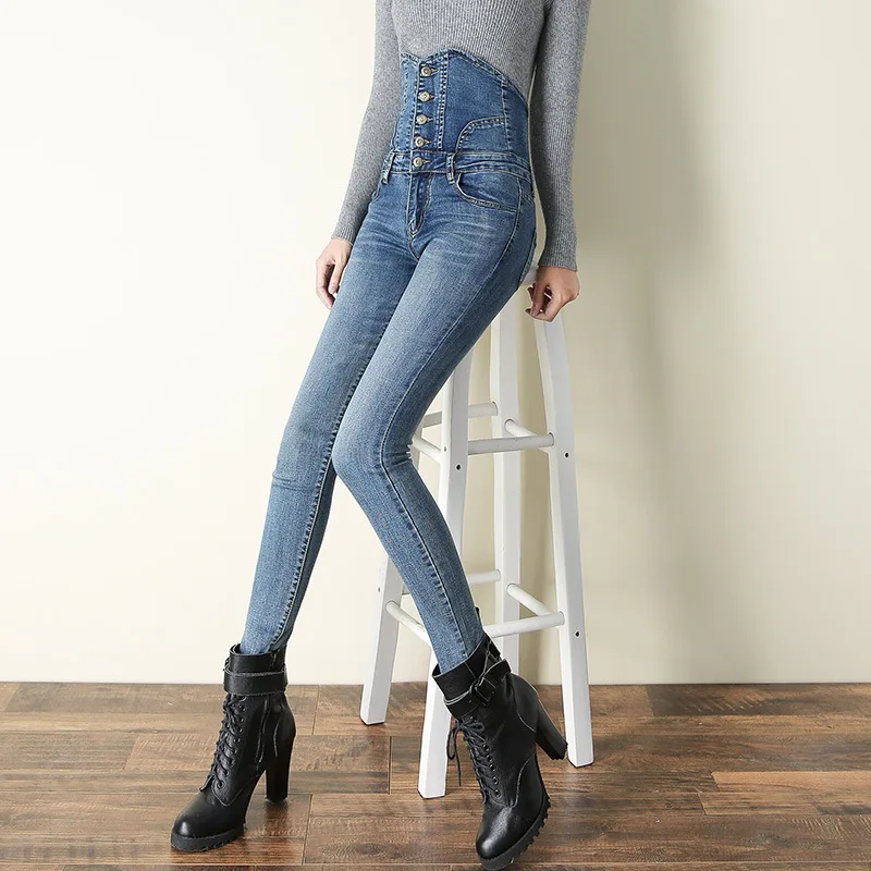 Женские зауженные джинсы с высокой талией винтажные женские больших размеров