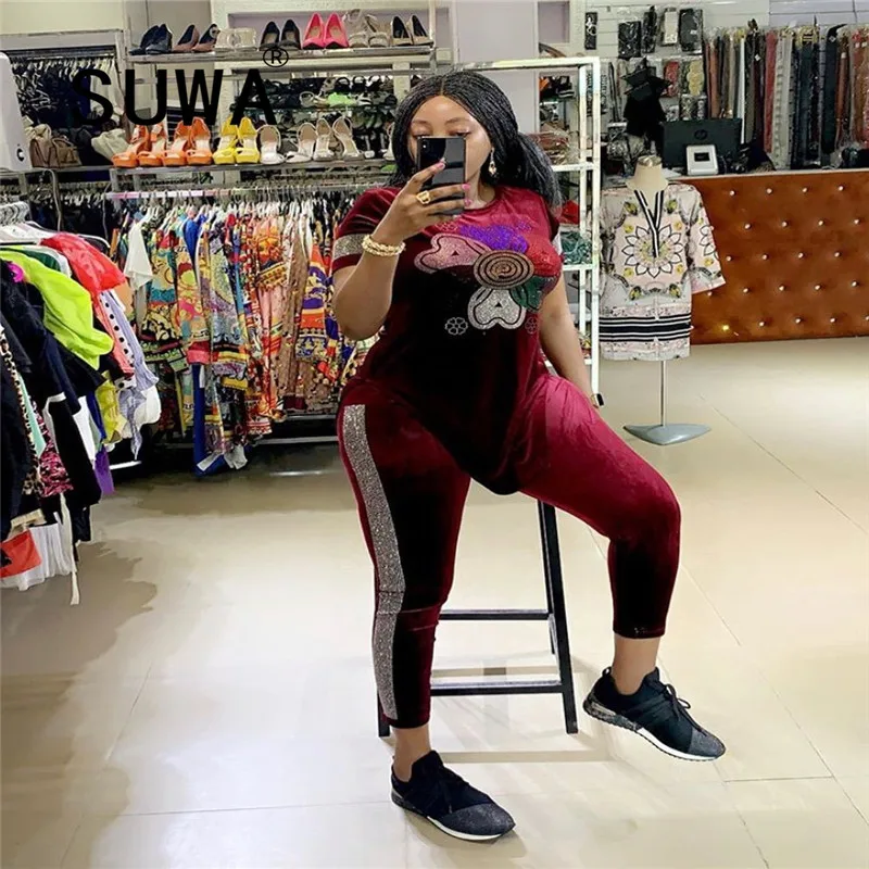 

Tie Dye Loungewear 2 Piece Outfits For Women Matching Sets Workout Clothes Short Sleeve Pullover Top High Waist Trousers