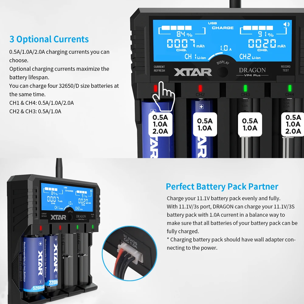Аккумуляторная батарея XTAR 18650 с ЖК-дисплеем Ёмкость аккумулятора er C D N AA AAA 14500 11 1 В