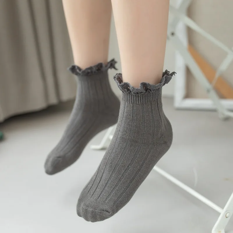 

Autumn Winter Lace Princess Ruffle Socks for Kids Baby Little Girls Cute Cotton Solid Color Stripe Middle Tube Clothes Stuff