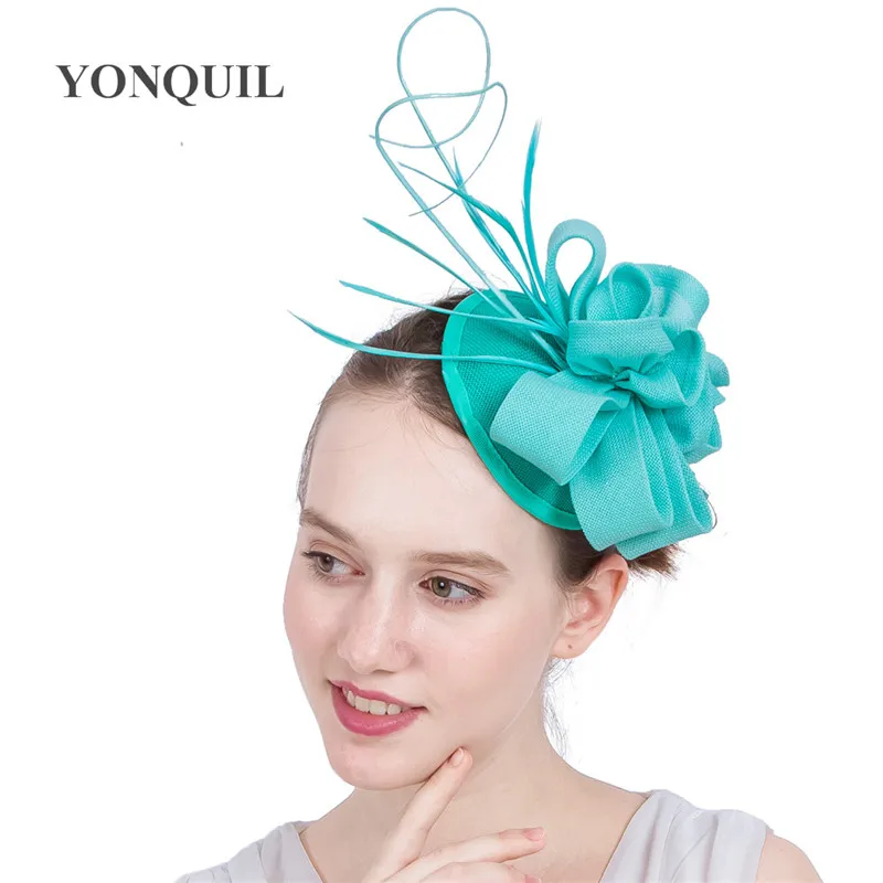 Очаровательные свадебные головные уборы с перьями для женщин имитация Sinamay