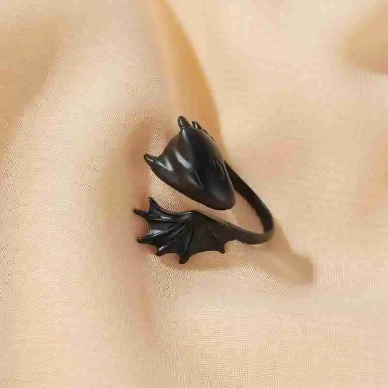 Простое Открытое кольцо Pterosaur ангел дьявол готический динозавр парные кольца