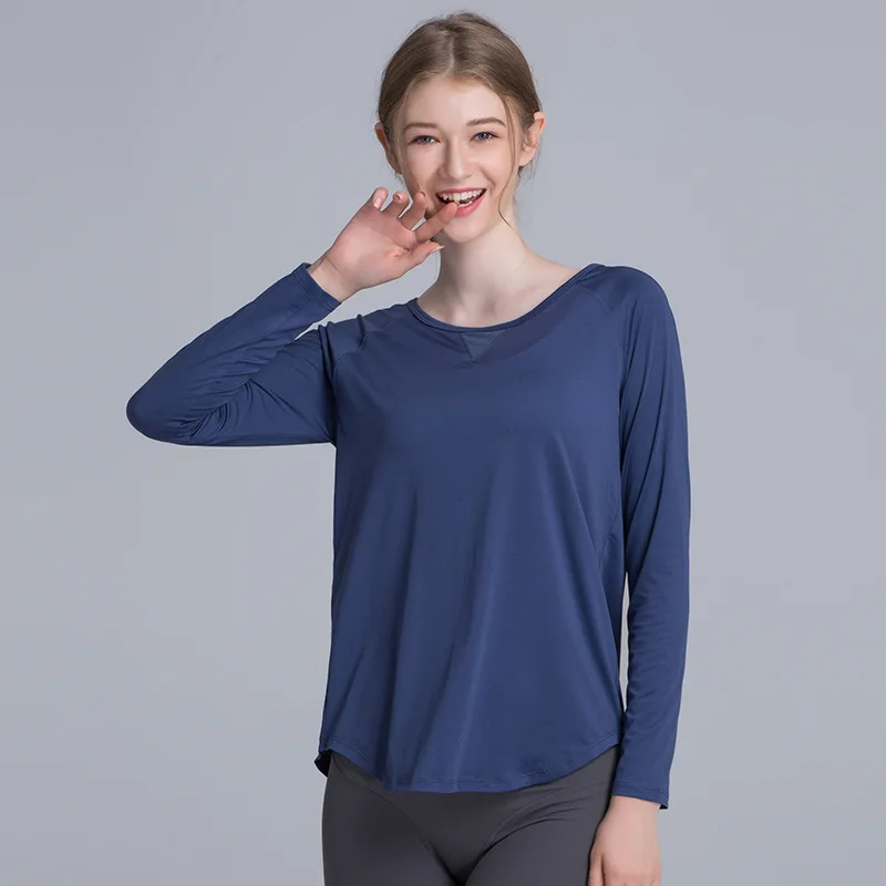 Рубашки для йоги одежда с длинным рукавом сетчатая быстросохнущая спортивная