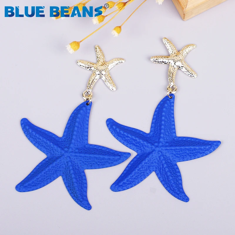 Серьги в богемном стиле с морской звездой женские висячие украшения из металла