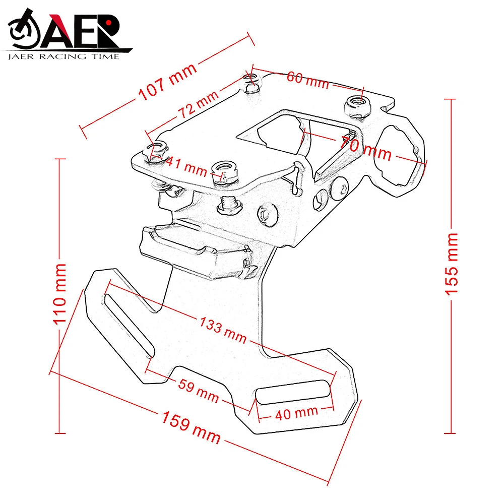 

Motorcycle Rear Registration Plate Mount License Plate Bracket Holder with Light for Kawasaki z900 2017-2020 2019 2018