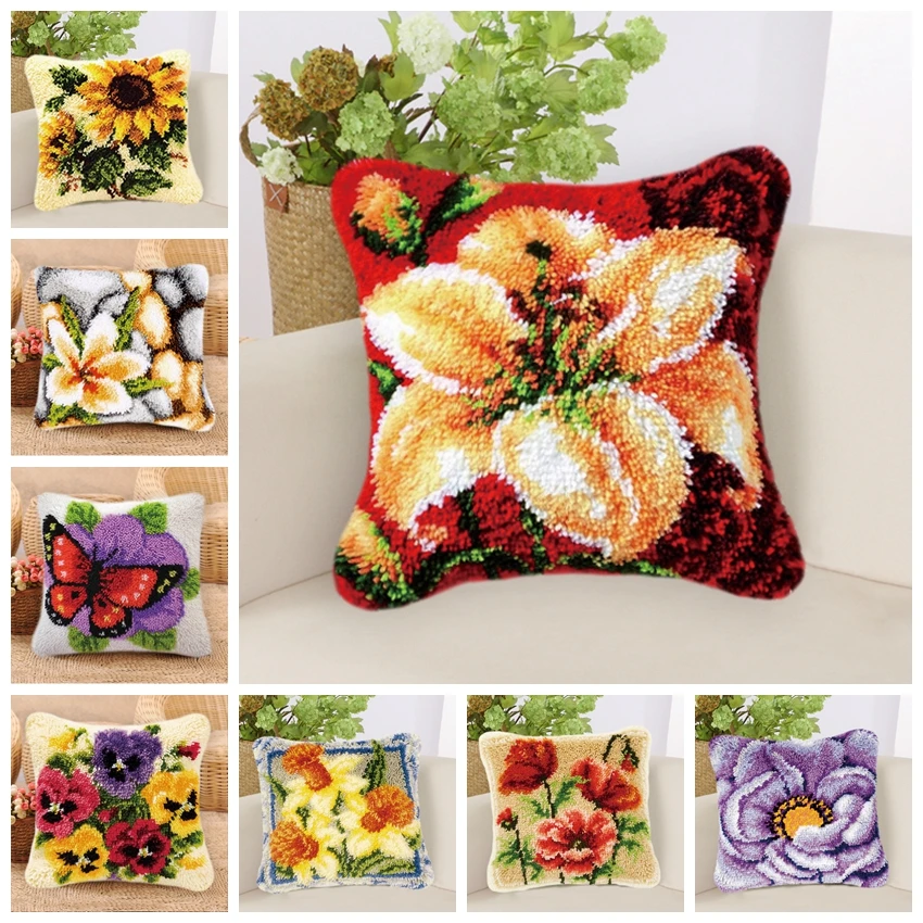 

Latch Hook Kits Diy Art Quality Fashion European And American Style Klink Haak Kleed Bloemen Do It Yourself Cross Stitch Pillows