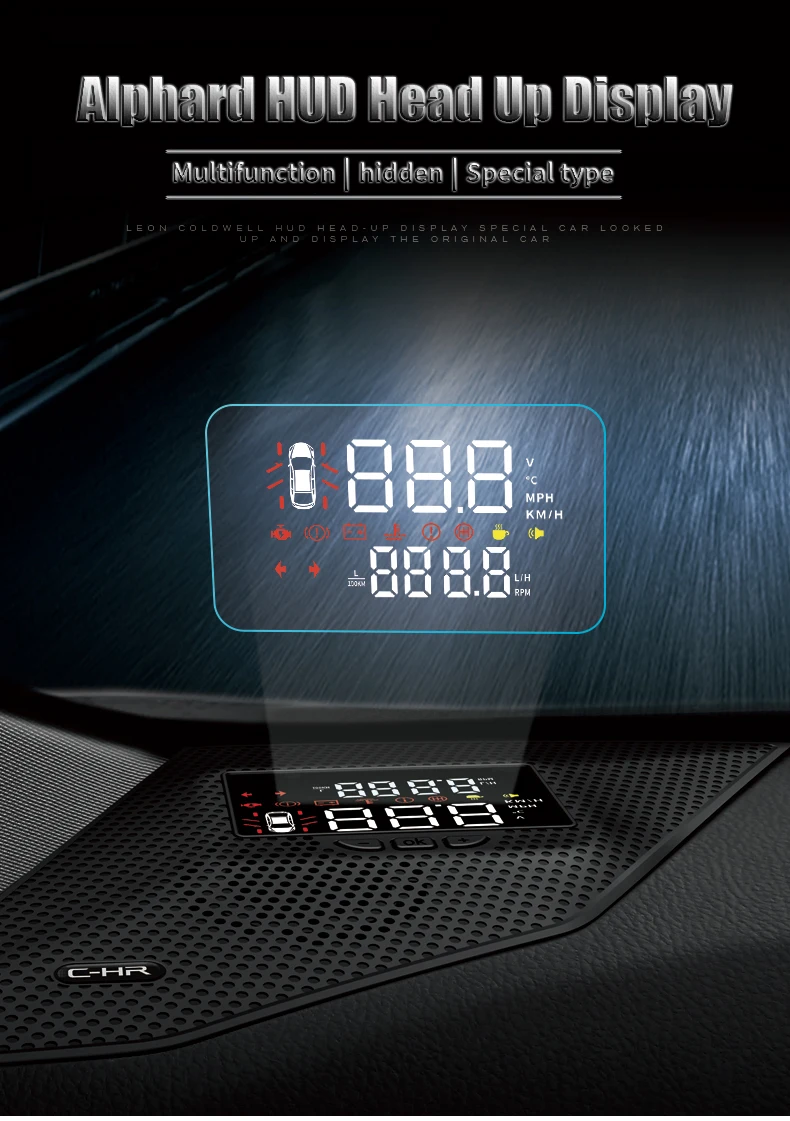 Автомобильный HUD Head up display OBD II Защита от перенапряжения для Toyota 2018 новая система