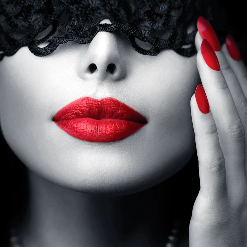 

Modern black veil fashion red lip women canvas painting mural living room corridor bedroom home decoration painting