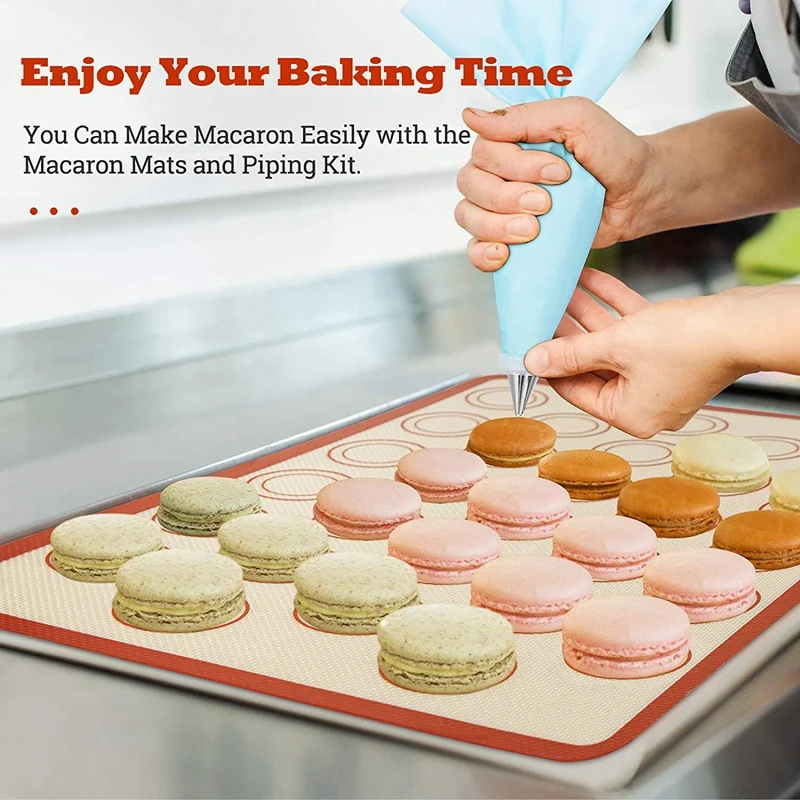 

Silicone Baking Mat Set,Pastry Mat with Measurements,Non-Stick Baking Sheets for Oven,with Wood Rolling Pin,Dough Cutter