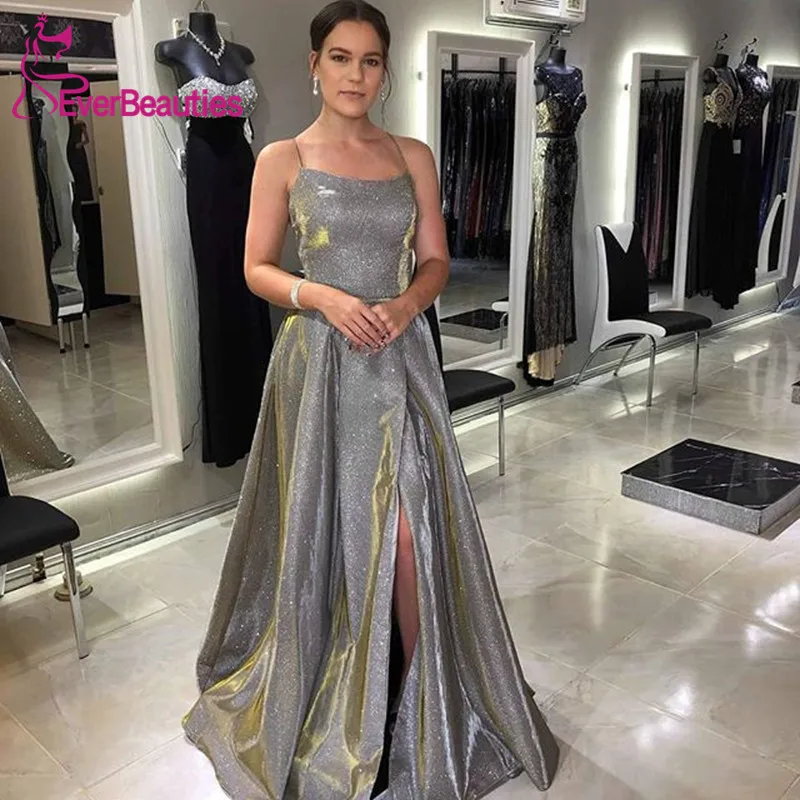 Женское вечернее платье с блестками блестящее Боковым Разрезом для выпускного