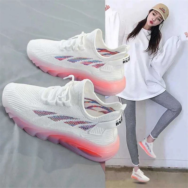

Women Shoes Plus Size 40 Autumn Sneakers Woman Vulcanized Shoes Casual Slip On Flat Shoes White Mesh Soft Walking Footwear